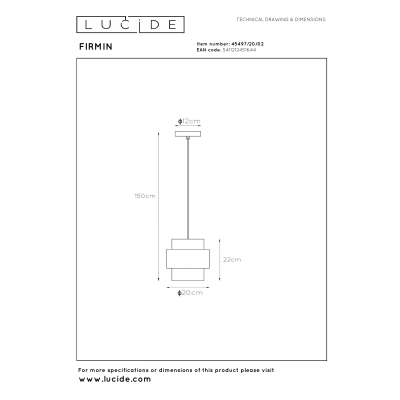 Lampa wisząca FIRMIN 45497/20/02 Lucide